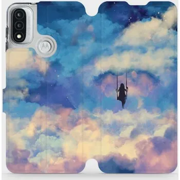 Pouzdro na mobilní telefon Flipové pouzdro Mobiwear - Motorola Moto E20 - MR09S Dívka na houpačce v oblacích (Knížkové flip pouzdro, obal, kryt na mobil Motorola Moto E20 - MR09S Dívka na houpačce v oblacích, materiál Umělá kůže + TPU - ochrana 360°, stojánek, silikonová vanička,)