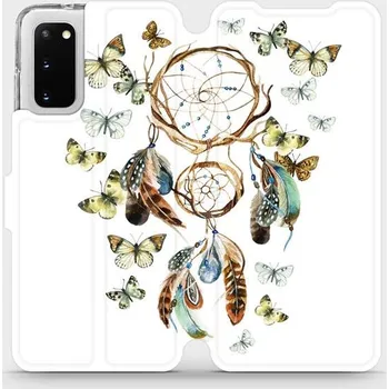 Pouzdro na mobilní telefon Flipové pouzdro Mobiwear - Samsung Galaxy S20 - M001P Lapač a motýlci (Knížkové flip pouzdro, obal, kryt na mobil Samsung Galaxy S20 - M001P Lapač a motýlci, materiál Umělá kůže + TPU - ochrana 360°, stojánek, silikonová vanička, magnetické zavírání)