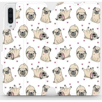 Pouzdro na mobilní telefon Flipové pouzdro Mobiwear - Samsung Galaxy A50 - M097P Mopsíci (Knížkové flip pouzdro, obal, kryt na mobil Samsung Galaxy A50 - M097P Mopsíci, materiál Umělá kůže + TPU - ochrana 360°, stojánek, silikonová vanička, magnetické zavírání)