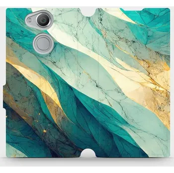 Pouzdro na mobilní telefon Flipové pouzdro Mobiwear - Sony Xperia XA2 - VP37S Zlatavý a zelenkavý mramor (Knížkové flip pouzdro, obal, kryt na mobil Sony Xperia XA2 - VP37S Zlatavý a zelenkavý mramor, materiál Umělá kůže + TPU - ochrana 360°, stojánek, silikonová vanička, magnetick
