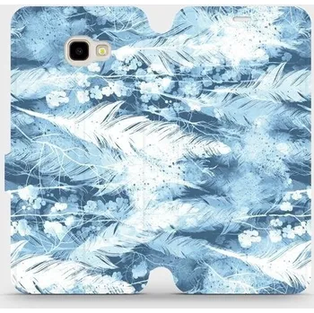 Pouzdro na mobilní telefon Flipové pouzdro Mobiwear - Samsung Galaxy J4 Plus 2018 - M058S Světle modrá horizontální pírka (Knížkové flip pouzdro, obal, kryt na mobil Samsung Galaxy J4 Plus 2018 - M058S Světle modrá horizontální pírka, materiál Umělá kůže + TPU - ochrana 360°,)