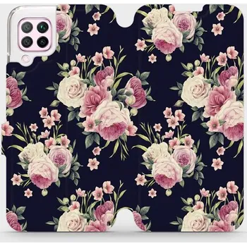 Pouzdro na mobilní telefon Flipové pouzdro Mobiwear - Huawei P40 Lite - V068P Růžičky (Knížkové flip pouzdro, obal, kryt na mobil Huawei P40 Lite - V068P Růžičky, materiál Umělá kůže + TPU - ochrana 360°, stojánek, silikonová vanička, magnetické zavírání)