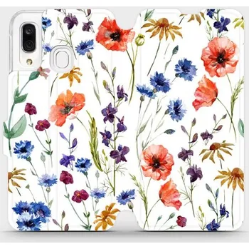 Pouzdro na mobilní telefon Flipové pouzdro Mobiwear - Samsung Galaxy A40 - MP04S Luční kvítí (Knížkové flip pouzdro, obal, kryt na mobil Samsung Galaxy A40 - MP04S Luční kvítí, materiál Umělá kůže + TPU - ochrana 360°, stojánek, silikonová vanička, magnetické zavírání)