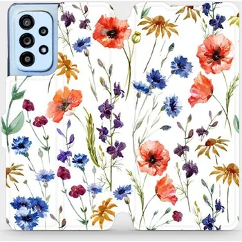 Pouzdro na mobilní telefon Flipové pouzdro Mobiwear - Samsung Galaxy A53 5G - MP04S Luční kvítí (Knížkové flip pouzdro, obal, kryt na mobil Samsung Galaxy A53 5G - MP04S Luční kvítí, materiál Umělá kůže + TPU - ochrana 360°, stojánek, silikonová vanička, magnetické zavírání)
