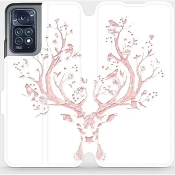 Pouzdro na mobilní telefon Flipové pouzdro Mobiwear - Xiaomi Redmi Note 11 Pro 5G - M007S Růžový jelínek (Knížkové flip pouzdro, obal, kryt na mobil Xiaomi Redmi Note 11 Pro 5G - M007S Růžový jelínek, materiál Umělá kůže + TPU - ochrana 360°, stojánek, silikonová vanička, magnetick