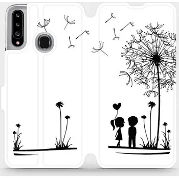 Pouzdro na mobilní telefon Flipové pouzdro Mobiwear - Samsung Galaxy A20S - MH16P Dvojice s pampeliškou (Knížkové flip pouzdro, obal, kryt na mobil Samsung Galaxy A20S - MH16P Dvojice s pampeliškou, materiál Umělá kůže + TPU - ochrana 360°, stojánek, silikonová vanička, magnetické)