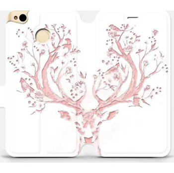 Pouzdro na mobilní telefon Flipové pouzdro Mobiwear - Xiaomi Redmi 4X - M007S Růžový jelínek (Knížkové flip pouzdro, obal, kryt na mobil Xiaomi Redmi 4X - M007S Růžový jelínek, materiál Umělá kůže + TPU - ochrana 360°, stojánek, silikonová vanička, magnetické zavírání)