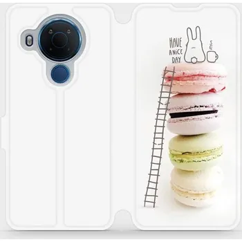 Pouzdro na mobilní telefon Flipové pouzdro Mobiwear - Nokia 5.4 - M090P Makronky - have a nice day (Knížkové flip pouzdro, obal, kryt na mobil Nokia 5.4 - M090P Makronky - have a nice day, materiál Umělá kůže + TPU - ochrana 360°, stojánek, silikonová vanička, magnetické zavírání)