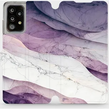 Pouzdro na mobilní telefon Flipové pouzdro Mobiwear - Samsung Galaxy A52 / A52s 5G - VP31S Bílý a fialový mramor (Knížkové flip pouzdro, obal, kryt na mobil Samsung Galaxy A52 / A52s 5G - VP31S Bílý a fialový mramor, materiál Umělá kůže + TPU - ochrana 360°, stojánek, silikonová)