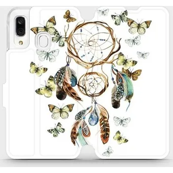 Pouzdro na mobilní telefon Flipové pouzdro Mobiwear - Samsung Galaxy A40 - M001P Lapač a motýlci (Knížkové flip pouzdro, obal, kryt na mobil Samsung Galaxy A40 - M001P Lapač a motýlci, materiál Umělá kůže + TPU - ochrana 360°, stojánek, silikonová vanička, magnetické zavírání)