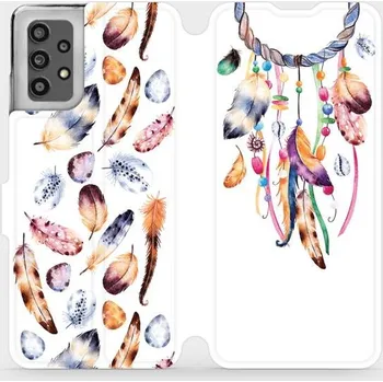 Pouzdro na mobilní telefon Flipové pouzdro Mobiwear - Samsung Galaxy A32 LTE - M003S Lapač a barevná pírka (Knížkové flip pouzdro, obal, kryt na mobil Samsung Galaxy A32 LTE - M003S Lapač a barevná pírka, materiál Umělá kůže + TPU - ochrana 360°, stojánek, silikonová vanička,)