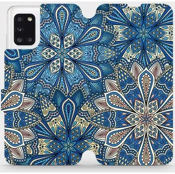 Pouzdro na mobilní telefon Flipové pouzdro Mobiwear - Samsung Galaxy A31 - V108P Modré mandala květy (Knížkové flip pouzdro, obal, kryt na mobil Samsung Galaxy A31 - V108P Modré mandala květy, materiál Umělá kůže + TPU - ochrana 360°, stojánek, silikonová vanička, magnetické zavírá