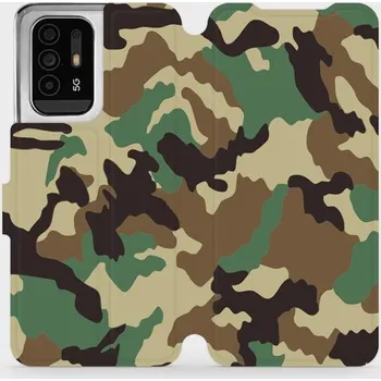 Pouzdro na mobilní telefon Flipové pouzdro Mobiwear - OPPO Reno5 Z 5G - V111P Maskáče (Knížkové flip pouzdro, obal, kryt na mobil OPPO Reno5 Z 5G - V111P Maskáče, materiál Umělá kůže + TPU - ochrana 360°, stojánek, silikonová vanička, magnetické zavírání)