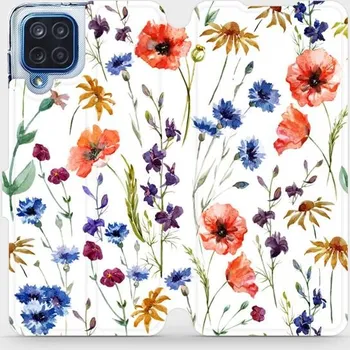 Pouzdro na mobilní telefon Flipové pouzdro Mobiwear - Samsung Galaxy M12 - MP04S Luční kvítí (Knížkové flip pouzdro, obal, kryt na mobil Samsung Galaxy M12 - MP04S Luční kvítí, materiál Umělá kůže + TPU - ochrana 360°, stojánek, silikonová vanička, magnetické zavírání)