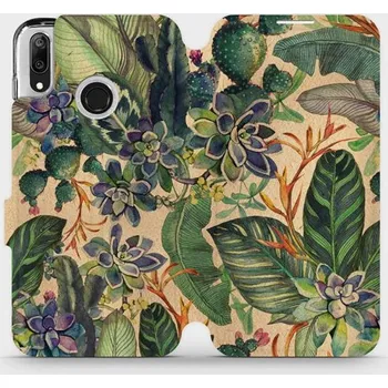 Pouzdro na mobilní telefon Flipové pouzdro Mobiwear - Huawei Y7 2019 - VP05S Sukulenty (Knížkové flip pouzdro, obal, kryt na mobil Huawei Y7 2019 - VP05S Sukulenty, materiál Umělá kůže + TPU - ochrana 360°, stojánek, silikonová vanička, magnetické zavírání)