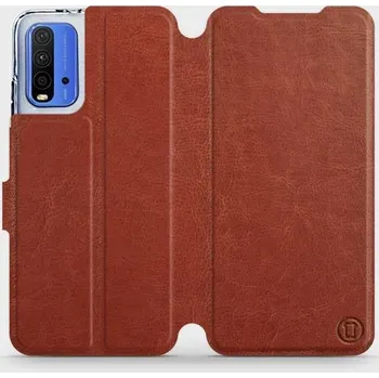 Pouzdro na mobilní telefon Flipové pouzdro Mobiwear - Xiaomi Redmi 9T - Hnědé a šedé (Knížkové flip pouzdro, obal, kryt na mobil Xiaomi Redmi 9T - Hnědé a šedé, materiál Umělá kůže + TPU - ochrana 360°, stojánek, silikonová vanička, magnetické zavírání)