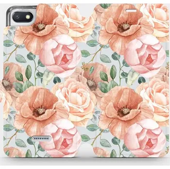 Pouzdro na mobilní telefon Flipové pouzdro Mobiwear - Xiaomi Redmi 6A - MP02S Pastelové květy (Knížkové flip pouzdro, obal, kryt na mobil Xiaomi Redmi 6A - MP02S Pastelové květy, materiál Umělá kůže + TPU - ochrana 360°, stojánek, silikonová vanička, magnetické zavírání)