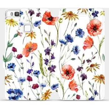 Pouzdro na mobilní telefon Flipové pouzdro Mobiwear - Huawei P9 Lite - MP04S Luční kvítí (Knížkové flip pouzdro, obal, kryt na mobil Huawei P9 Lite - MP04S Luční kvítí, materiál Umělá kůže + TPU - ochrana 360°, stojánek, silikonová vanička, magnetické zavírání)