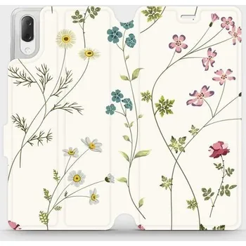 Pouzdro na mobilní telefon Flipové pouzdro Mobiwear - Sony Xperia L3 - MD03S Tenké rostlinky s květy (Knížkové flip pouzdro, obal, kryt na mobil Sony Xperia L3 - MD03S Tenké rostlinky s květy, materiál Umělá kůže + TPU - ochrana 360°, stojánek, silikonová vanička, magnetické zavírá