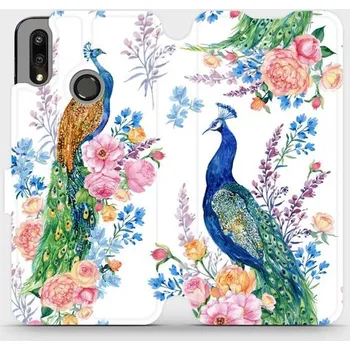 Pouzdro na mobilní telefon Flipové pouzdro Mobiwear - Huawei P Smart 2019 - MX08S Pávi (Knížkové flip pouzdro, obal, kryt na mobil Huawei P Smart 2019 - MX08S Pávi, materiál Umělá kůže + TPU - ochrana 360°, stojánek, silikonová vanička, magnetické zavírání)