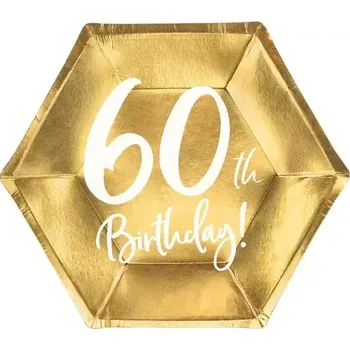 Talíř Papírové talíře 60. narozeniny 20 cm - 6 ks