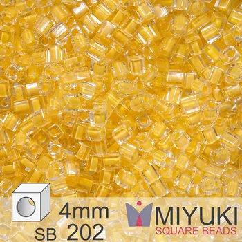Dětské navlékací korálky Korálky Miyuki SQUARE Beads 4mm. Barva Lemon Lined Crystal SB202. Balení 5g.