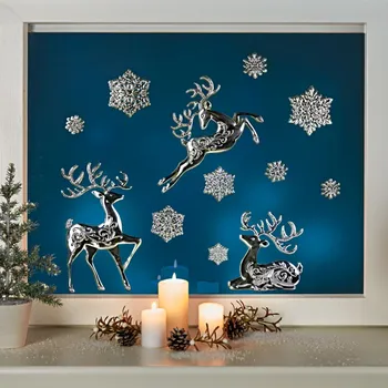 Vánoční dekorace 3Pagen Obrázek na okno Sob Eldo 30 x 35 cm