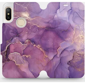 Pouzdro na mobilní telefon Flipové pouzdro Mobiwear - Xiaomi Mi A2 Lite - VP20S Fialový mramor (Knížkové flip pouzdro, obal, kryt na mobil Xiaomi Mi A2 Lite - VP20S Fialový mramor, materiál Umělá kůže + TPU - ochrana 360°, stojánek, silikonová vanička, magnetické zavírání)