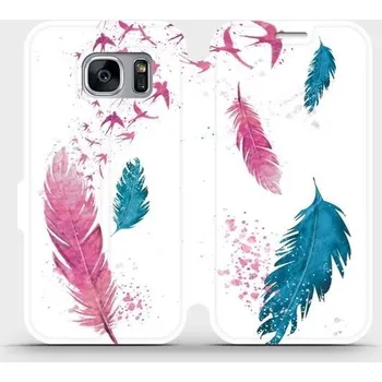 Pouzdro na mobilní telefon Flipové pouzdro Mobiwear - Samsung Galaxy S7 Edge - MR08S Pírka (Knížkové flip pouzdro, obal, kryt na mobil Samsung Galaxy S7 Edge - MR08S Pírka, materiál Umělá kůže + TPU - ochrana 360°, stojánek, silikonová vanička, magnetické zavírání)