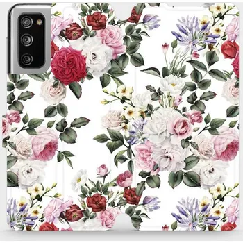 Pouzdro na mobilní telefon Flipové pouzdro Mobiwear - Samsung Galaxy S20 FE - MD01S Růže na bílé (Knížkové flip pouzdro, obal, kryt na mobil Samsung Galaxy S20 FE - MD01S Růže na bílé, materiál Umělá kůže + TPU - ochrana 360°, stojánek, silikonová vanička, magnetické zavírání)