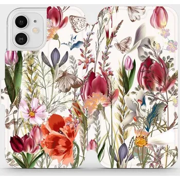 Pouzdro na mobilní telefon Flipové pouzdro Mobiwear - Apple iPhone 12 - MP01S Rozkvetlá louka (Knížkové flip pouzdro, obal, kryt na mobil Apple iPhone 12 - MP01S Rozkvetlá louka, materiál Umělá kůže + TPU - ochrana 360°, stojánek, silikonová vanička, magnetické zavírání)