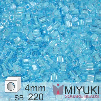 Dětské navlékací korálky Korálky Miyuki SQUARE Beads 4mm. Barva Aqua Mist Lined Crystal SB220. Balení 5g.