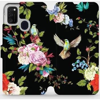Pouzdro na mobilní telefon Flipové pouzdro Mobiwear - Samsung Galaxy M21 - VD09S Ptáčci a květy (Knížkové flip pouzdro, obal, kryt na mobil Samsung Galaxy M21 - VD09S Ptáčci a květy, materiál Umělá kůže + TPU - ochrana 360°, stojánek, silikonová vanička, magnetické zavírání)