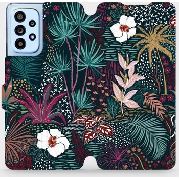 Pouzdro na mobilní telefon Flipové pouzdro Mobiwear - Samsung Galaxy A53 5G - VP13S Temná flóra (Knížkové flip pouzdro, obal, kryt na mobil Samsung Galaxy A53 5G - VP13S Temná flóra, materiál Umělá kůže + TPU - ochrana 360°, stojánek, silikonová vanička, magnetické zavírání)