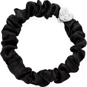 BY ELOISE ByEloise Gumička - Gold Heart Silk Scrunchie Black