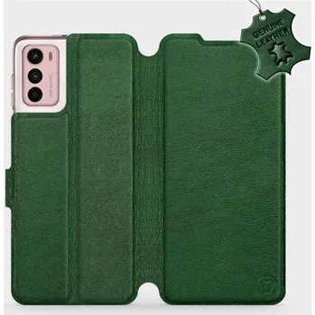 Pouzdro na mobilní telefon Kožené flip pouzdro Mobiwear - Motorola Moto G42 - Zelené (Kožené knížkové pouzdro, obal, kryt na mobil Motorola Moto G42, Zelené, materiál Genuine Leather, ochrana 360°, stojánek, silikonová vanička, magnetické zavírání)