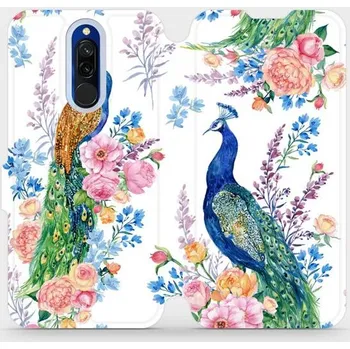 Pouzdro na mobilní telefon Flipové pouzdro Mobiwear - Xiaomi Redmi 8 - MX08S Pávi (Knížkové flip pouzdro, obal, kryt na mobil Xiaomi Redmi 8 - MX08S Pávi, materiál Umělá kůže + TPU - ochrana 360°, stojánek, silikonová vanička, magnetické zavírání)