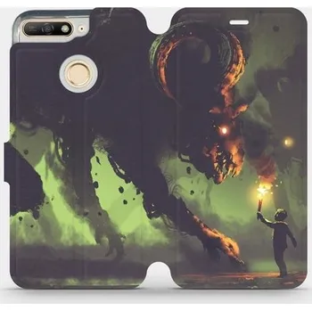 Pouzdro na mobilní telefon Flipové pouzdro Mobiwear - Huawei Y6 Prime 2018 - VA08P Příšera a kluk s pochodní (Knížkové flip pouzdro, obal, kryt na mobil Huawei Y6 Prime 2018 - VA08P Příšera a kluk s pochodní, materiál Umělá kůže + TPU - ochrana 360°, stojánek, silikonová vanička,)