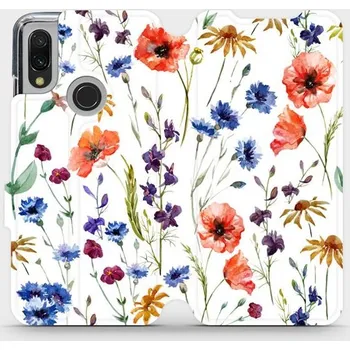 Pouzdro na mobilní telefon Flipové pouzdro Mobiwear - Xiaomi Redmi 7 - MP04S Luční kvítí (Knížkové flip pouzdro, obal, kryt na mobil Xiaomi Redmi 7 - MP04S Luční kvítí, materiál Umělá kůže + TPU - ochrana 360°, stojánek, silikonová vanička, magnetické zavírání)