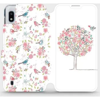 Pouzdro na mobilní telefon Flipové pouzdro Mobiwear - Samsung Galaxy A10 - M120S Strom a ptáčci (Knížkové flip pouzdro, obal, kryt na mobil Samsung Galaxy A10 - M120S Strom a ptáčci, materiál Umělá kůže + TPU - ochrana 360°, stojánek, silikonová vanička, magnetické zavírání)