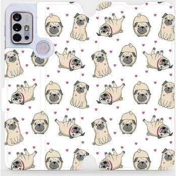 Pouzdro na mobilní telefon Flipové pouzdro Mobiwear - Motorola Moto G10 - M097P Mopsíci (Knížkové flip pouzdro, obal, kryt na mobil Motorola Moto G10 - M097P Mopsíci, materiál Umělá kůže + TPU - ochrana 360°, stojánek, silikonová vanička, magnetické zavírání)