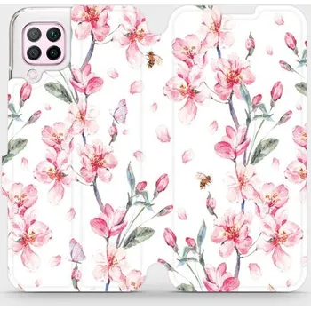 Pouzdro na mobilní telefon Flipové pouzdro Mobiwear - Huawei P40 Lite - M124S Růžové květy (Knížkové flip pouzdro, obal, kryt na mobil Huawei P40 Lite - M124S Růžové květy, materiál Umělá kůže + TPU - ochrana 360°, stojánek, silikonová vanička, magnetické zavírání)