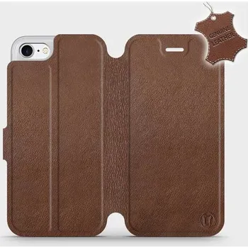 Pouzdro na mobilní telefon Kožené flip pouzdro Mobiwear - Apple iPhone 7 - Hnědé (Kožené knížkové pouzdro, obal, kryt na mobil Apple iPhone 7, Hnědé, materiál Genuine Leather, ochrana 360°, stojánek, silikonová vanička, magnetické zavírání)