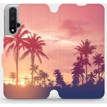 Pouzdro na mobilní telefon Flipové pouzdro Mobiwear - Honor 20 - M134P Palmy a růžová obloha (Knížkové flip pouzdro, obal, kryt na mobil Honor 20 - M134P Palmy a růžová obloha, materiál Umělá kůže + TPU - ochrana 360°, stojánek, silikonová vanička, magnetické zavírání)