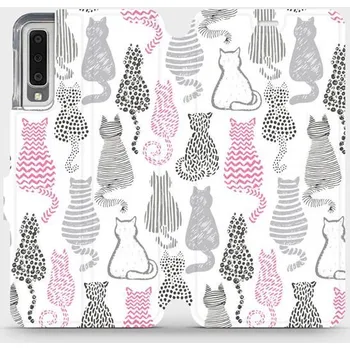 Pouzdro na mobilní telefon Flipové pouzdro Mobiwear - Samsung Galaxy A7 2018 - MX01S Kočičí zádíčka (Knížkové flip pouzdro, obal, kryt na mobil Samsung Galaxy A7 2018 - MX01S Kočičí zádíčka, materiál Umělá kůže + TPU - ochrana 360°, stojánek, silikonová vanička, magnetické zavírání