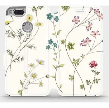 Pouzdro na mobilní telefon Flipové pouzdro Mobiwear - Xiaomi Mi A1 - MD03S Tenké rostlinky s květy (Knížkové flip pouzdro, obal, kryt na mobil Xiaomi Mi A1 - MD03S Tenké rostlinky s květy, materiál Umělá kůže + TPU - ochrana 360°, stojánek, silikonová vanička, magnetické zavírání)