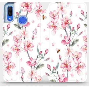 Pouzdro na mobilní telefon Flipové pouzdro Mobiwear - Huawei Nova 3 - M124S Růžové květy (Knížkové flip pouzdro, obal, kryt na mobil Huawei Nova 3 - M124S Růžové květy, materiál Umělá kůže + TPU - ochrana 360°, stojánek, silikonová vanička, magnetické zavírání)
