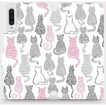 Pouzdro na mobilní telefon Flipové pouzdro Mobiwear - Samsung Galaxy A50 - MX01S Kočičí zádíčka (Knížkové flip pouzdro, obal, kryt na mobil Samsung Galaxy A50 - MX01S Kočičí zádíčka, materiál Umělá kůže + TPU - ochrana 360°, stojánek, silikonová vanička, magnetické zavírání)