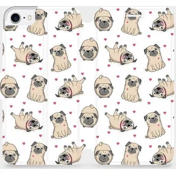 Pouzdro na mobilní telefon Flipové pouzdro Mobiwear - Apple iPhone 8 - M097P Mopsíci (Knížkové flip pouzdro, obal, kryt na mobil Apple iPhone 8 - M097P Mopsíci, materiál Umělá kůže + TPU - ochrana 360°, stojánek, silikonová vanička, magnetické zavírání)