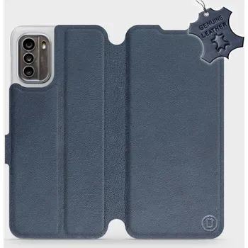 Pouzdro na mobilní telefon Kožené flip pouzdro Mobiwear - Nokia G60 5G - Modré (Kožené knížkové pouzdro, obal, kryt na mobil Nokia G60 5G, Modré, materiál Genuine Leather, ochrana 360°, stojánek, silikonová vanička, magnetické zavírání)